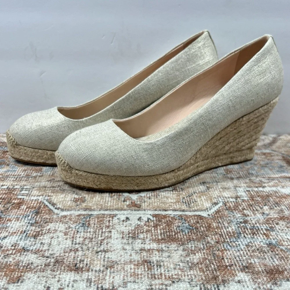 J Crew Shoes Womens 10 Beige Seville Espadrille Wedge Natural‎ Slip On Comfort